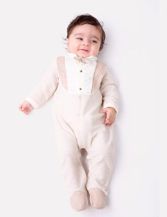 ASHER TEXTURED ONESIE WITH TUX LAPEL